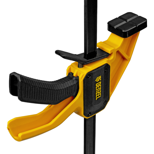 Струбцина DENZEL F-образная, быстрозажимная, 600 х 80 мм, усиленный нейлоновый корпус Струбцина DENZEL F-образная, быстрозажимная, 600 х 80 мм, усиленный нейлоновый корпус