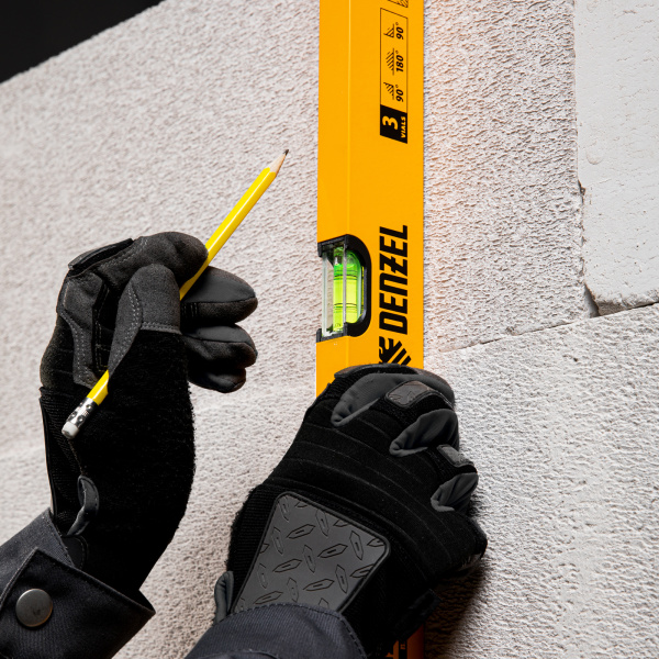 Уровень алюминиевый DENZEL 33684, 1200 мм, 3 глазка, фрезерованный