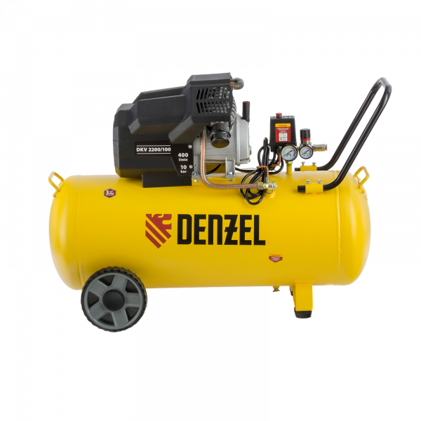 Компрессор воздушный DENZEL X-PRO DKV2200/100, 2.2 кВт, 400 л/мин, 100 л
