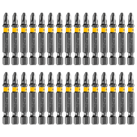 Бита DENZEL PH2х50, сталь S2, 30 шт., шестигранный профиль, пластиковая коробка, Е 6,3