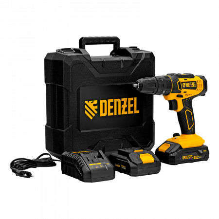Дрель-шуруповерт аккумуляторная ударная DENZEL CID-18-02BM, Li-Ion, 18 В, 2 акк.