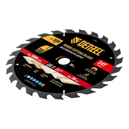 Пильный диск по дереву DENZEL ф300 х 30 мм, 24 зубьев