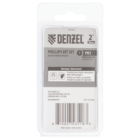 Набор бит DENZEL PH1x50, 5 шт.