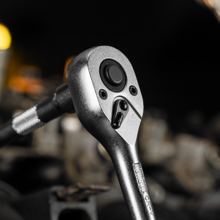 Ключ-трещотка DENZEL 1/4", 90 зубьев, с быстрым сбросом, CrV