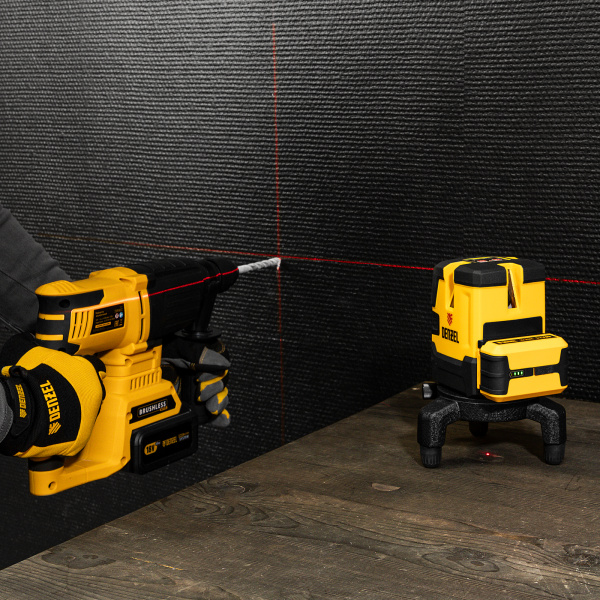 Лазерный уровень DENZEL LX 05 Red, 20 м, 635 нм, аккумулятор Li 5200 mAh, резьба 5/8