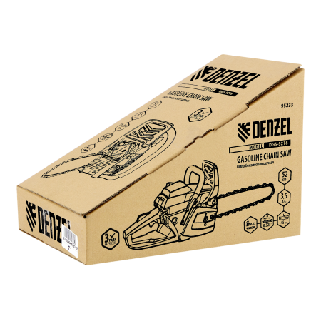 Пила цепная бензиновая DENZEL DGS-5218, шина 45 см, 3.5 л.с, шаг 0.325, 72 звена