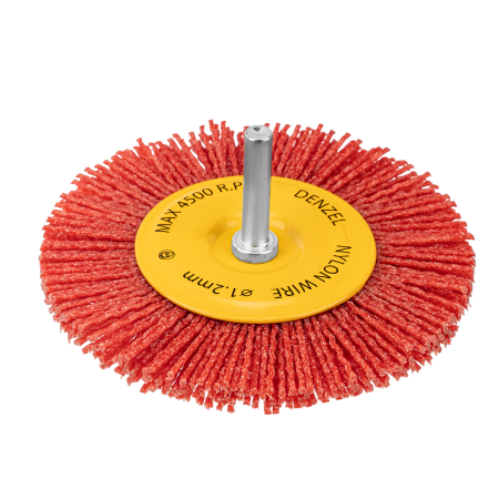 Щетка для дрели DENZEL, 100 мм, Плоская, со шпилькой, нейлоновая щетина