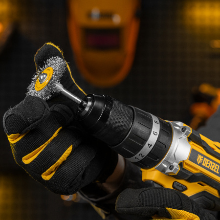 Набор щеток для дрели DENZEL, 5 Плоских 25-38-50-63-75 мм, шпилька, нерж. вит. проволока