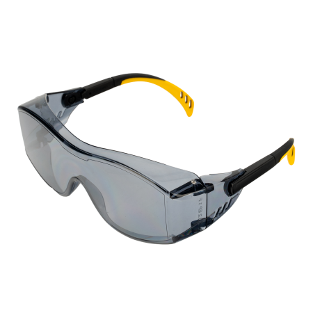 Очки защитные DENZEL открытые, поликарбонатные, увеличенная дымчатая линза, регулируемые дужки