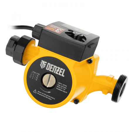 Циркуляционный насос DENZEL CP25-4, напор 4 м, 50 л/мин, 1 м кабель, монт. длина 180 мм