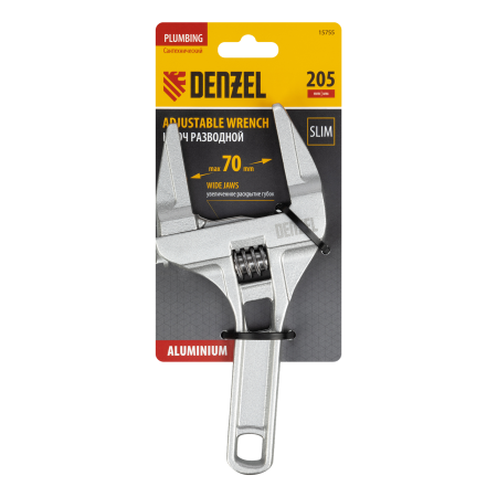 Ключ разводной DENZEL 205 мм, алюминиевый