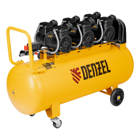 Компрессор безмасл. малошумн. DENZEL DLP-4500/150, 4,5 кВт, 3х1,5 кВт,150 л, 2850 об/мин,750 л/мин