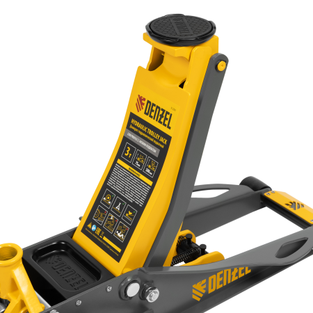 Домкрат гидравлический подкатной DENZEL 3 т, 75-500 мм, быстрый подъем, низкий подхват, проф.