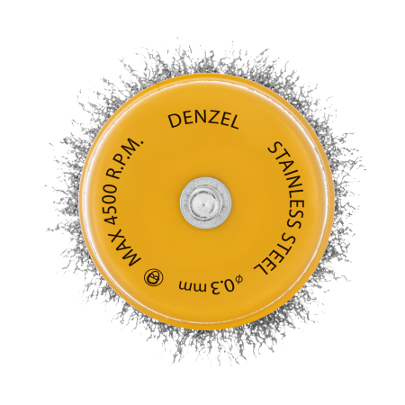 Щетка для дрели DENZEL, 75 мм, Чашка, со шпилькой, нержавеющая витая проволока
