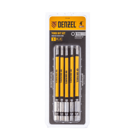 Набор бит DENZEL T15x100 мм, 5 шт.