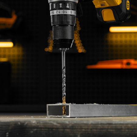 Сверло спиральное по металлу DENZEL 6,5 х 148 мм, Р6М5, Golden Tip, удлиненное