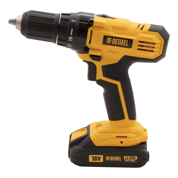 Аккумуляторная дрель-шуруповерт DENZEL CDL-IB-18-02, 18 В, Li-Ion, 2 x 1.5 Ач