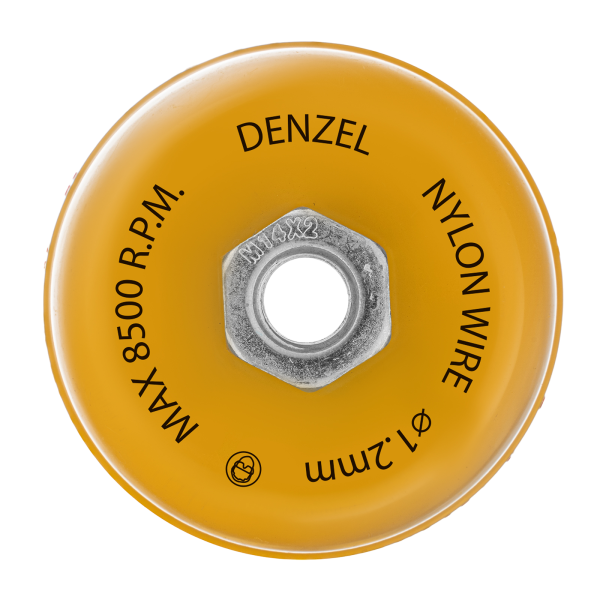 Щетка для УШМ DENZEL, 100 мм, Чашка, нейлоновая щетина, М14 Щетка для УШМ DENZEL, 100 мм, Чашка, нейлоновая щетина, М14