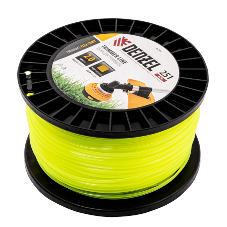 Леска для триммера DENZEL 96291 квадрат, 2,0мм х 251м, на DIN катушке FLEX CORD
