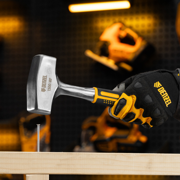 Кувалда DENZEL 1,5 кг, цельнометаллическая, двухкомпонентная рукоятка