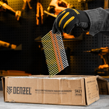 Гвозди DENZEL для пнев. нейлера (оцинк.), длина - 90 мм, диам. - 3,05 мм, 2000 шт.