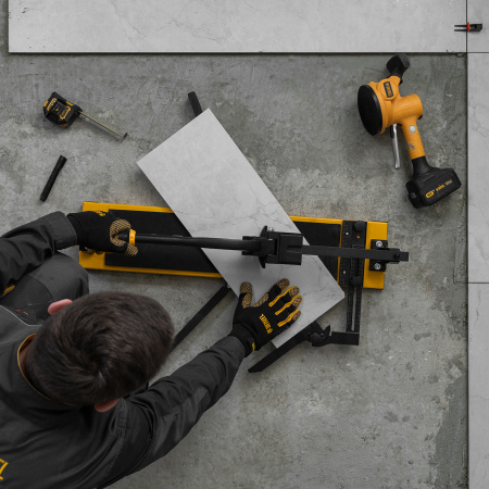 Плиткорез рельсовый DENZEL 600х16мм, каретка на подш., стальная станина, усил. рукоятка-пенал