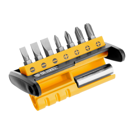 Набор бит с магнитным держателем DENZEL S2, 8 шт.