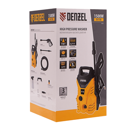 Мойка высокого давления DENZEL R-110, 1500 Вт, 110 бар, 5,7 л/мин, переносная