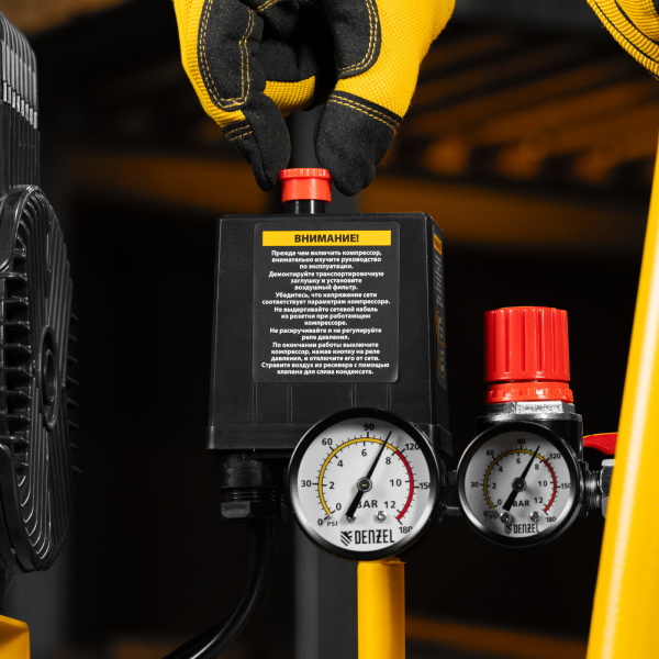 Компрессор безмасл. малошумный DENZEL DLP-1500/50, 1,5 кВт,50 л, 2850 об/мин, 250 л/мин