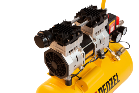 Компрессор безмасляный DENZEL DLS950/24, 950 Вт, 165 л/мин, ресивер 24 л, малошумный