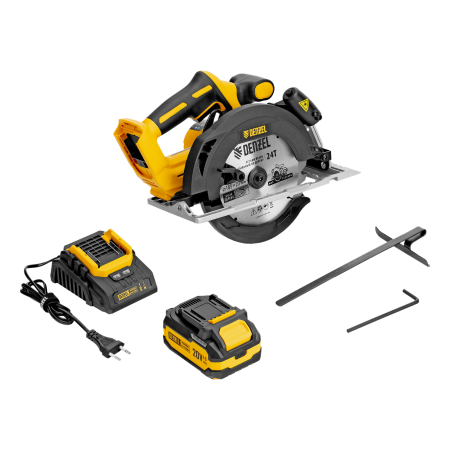 Пила циркулярная аккумуляторная бесщет. DENZEL CCSH-BL-20-185, 185 мм, Li-Ion, 20 В