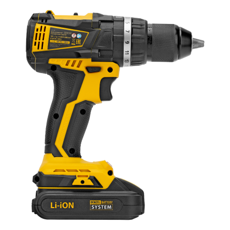 Дрель-шуруповерт аккумуляторная ударная бесщет DENZEL CIDB-IB-18-02, Li-Ion, 18 В, 2 акк.