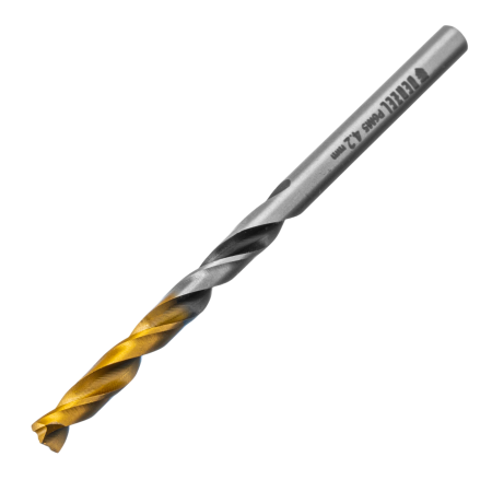 Сверло спиральное по металлу DENZEL 4,2 x 75 мм, Р6М5, Golden Tip, многогранная заточка