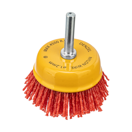 Щетка для дрели DENZEL, 65 мм, Чашка, со шпилькой, нейлоновая щетина