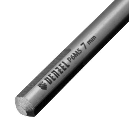 Сверло спиральное по металлу DENZEL 7,0 х 156 мм, Р6М5, Golden Tip, удлиненное