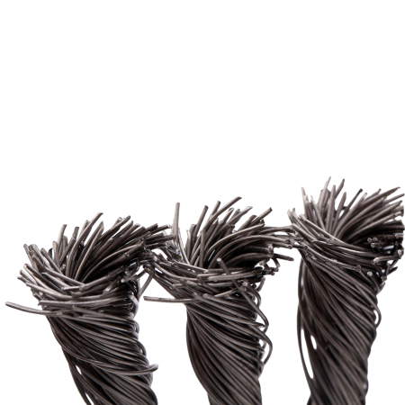 Щетка для УШМ DENZEL 746383, 200 мм, «плоская», крученая нержавеющая проволока 0.5 мм, посадка 22.2 мм