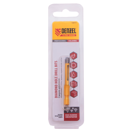 Сверло алмазное по керамограниту DENZEL 726717, 5 x 35 мм, шестигранный хвостовик