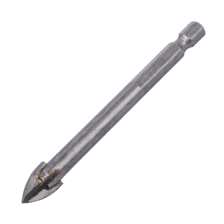 Сверло по керамической плитке DENZEL 10 мм, крестовая пластина, шестигранный хвостовик