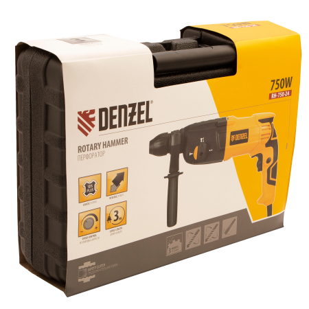 Перфоратор электрический DENZEL RH-750-24, SDS-plus, 750 Вт, 2.5 Дж, 3 режима