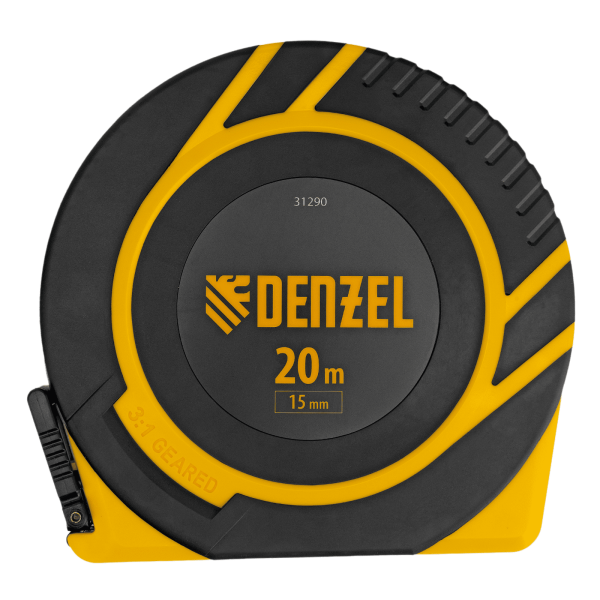 Рулетка геодезическая DENZEL 20 м х 15 мм, закрытый корпус, фиберглассовая лента
