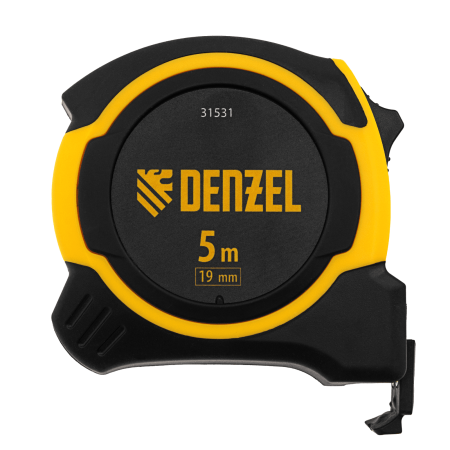 Рулетка DENZEL 5м х 19мм, двухкомп. корпус, магнитный обрезиненный зацеп