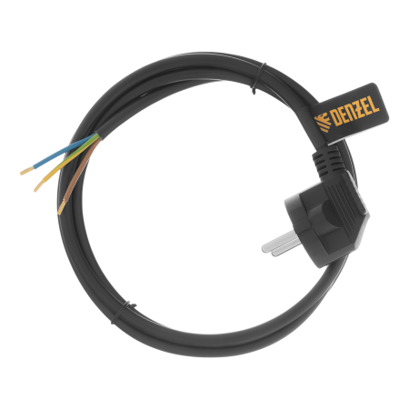 Шнур сетевой Energy Series DENZEL, ПВС, 1,5 м, 3 x 1 мм, с неразборной вилкой, черный