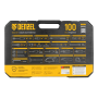 Набор инструментов DENZEL 1/2", 1/4", CrV, S2, пластиковый кейс, 100 предметов