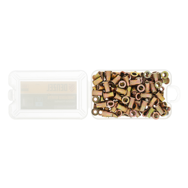 Заклепки резьбовые DENZEL стальные, оцинкованные, М5, пластиковый кейс, 100 шт.