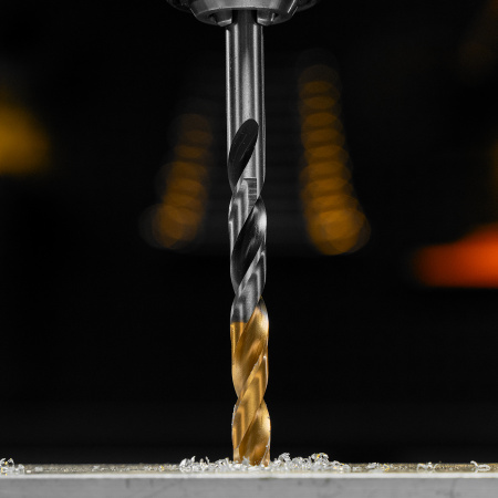 Сверло спиральное по металлу DENZEL 7,5 x 109 мм, Р6М5, Golden Tip, многогранная заточка