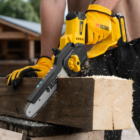 Цепная мини-пила аккумуляторная бесщеточная DENZEL СCS-200BL, шина 200 мм, Li-Ion, 20 В
