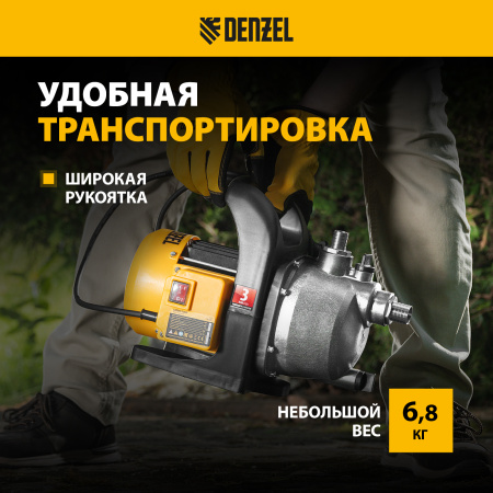 Садовый поверхностный насос DENZEL GPL800Х, 800 Вт, 3200 л/ч, подъем 42 м, нержавейка