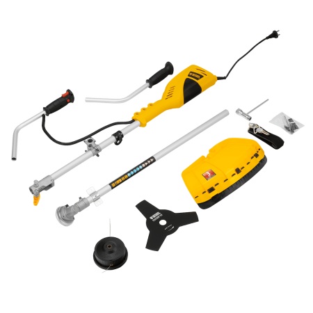 Триммер электрический DENZEL TE-1400, 1400 Вт, 420 мм, катушка + диск, разборная штанга