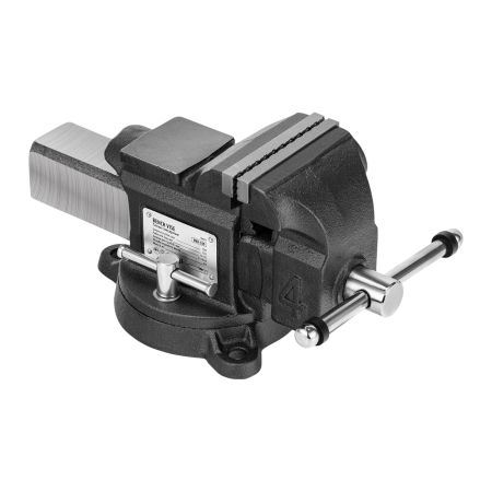 Тиски слесарные DENZEL BVH-100, 100 мм, поворотные, стальная направляющая, с наковальней