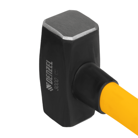 Кувалда DENZEL 3000 г, кованая, фибергласовая  рукоятка c TPR покрытием, 880 мм